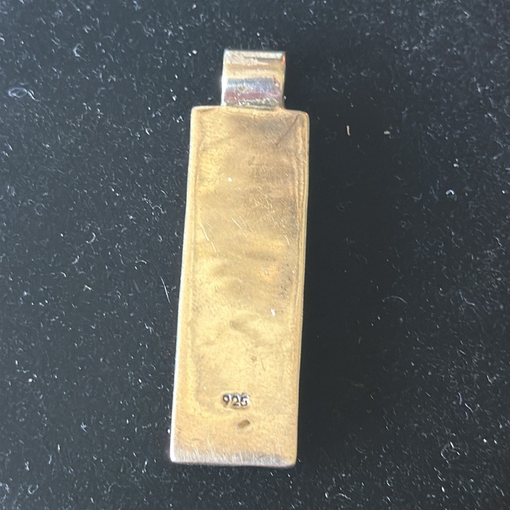 - Vintage Modernist Multiple Stones Sterling Silver Rectangular Pendant - Picture 3 of 6